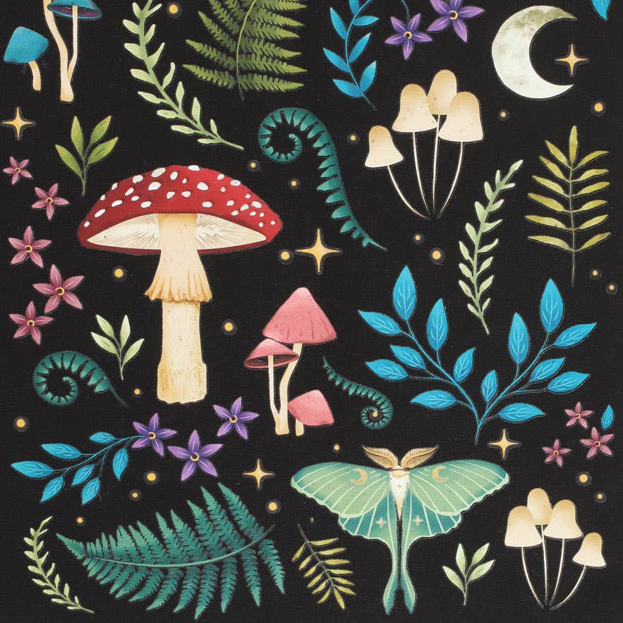 Tygväska i polycotton, Dark Forrest