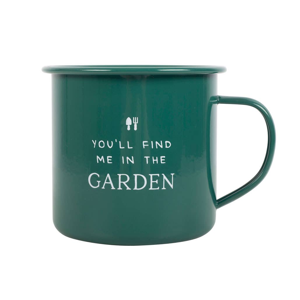 Emaljmugg 'You will find me in the garden'