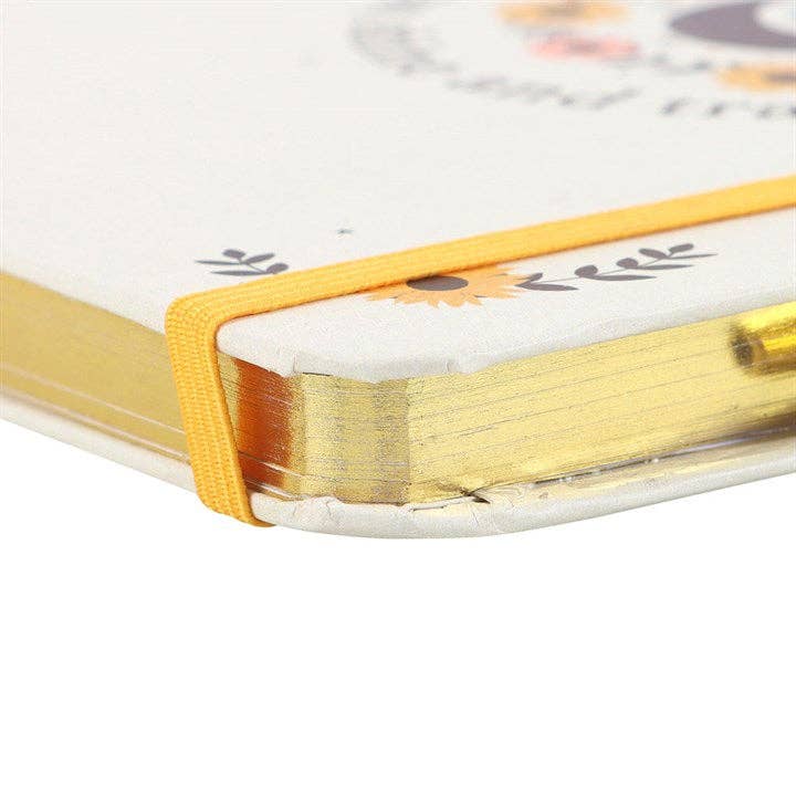 KOMMER SNART Strålande bi anteckningsbok med citrinpenna A5