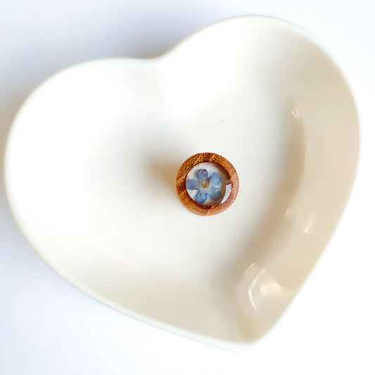 Trätunnel med förgätmigej - Fluflu Handgjorda Smycken & Design