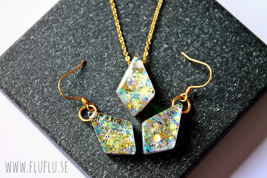 Glitterset, halsband & örhängen - Fluflu Handgjorda Smycken & Design
