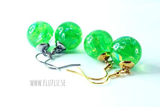 Gröna pärlor, örhängen - Fluflu Handgjorda Smycken & Design