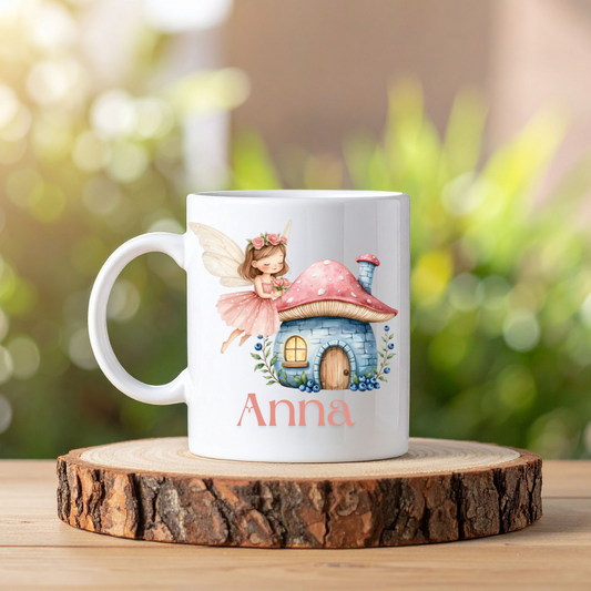 Pink Fairy Forest mugg | Personlig mugg med namn