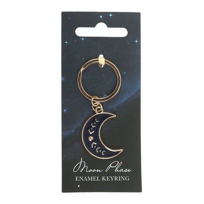 Nyckelring med blå halvmåne på Moon Phase-kort