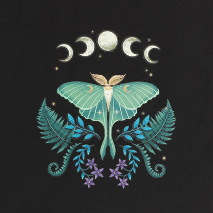 Tygväska med luna moth mystisk skogdesign