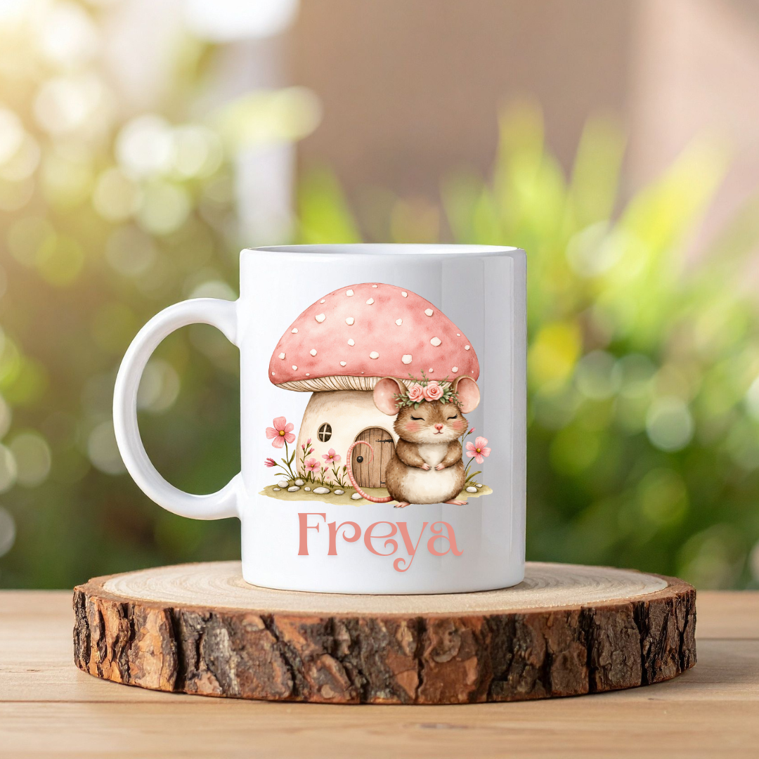 Pink Fairy Forest mugg | Personlig mugg med namn
