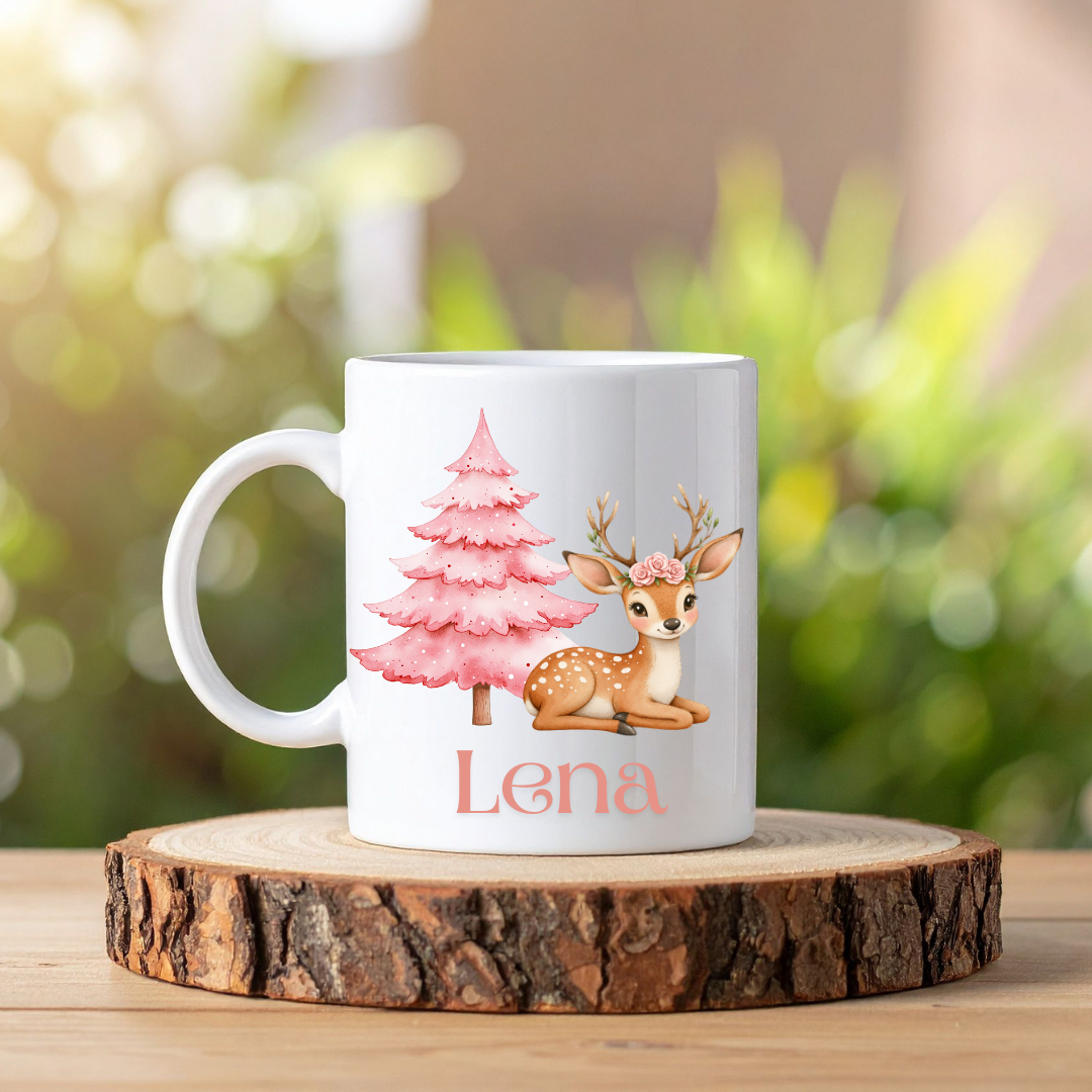 Pink Fairy Forest mugg | Personlig mugg med namn