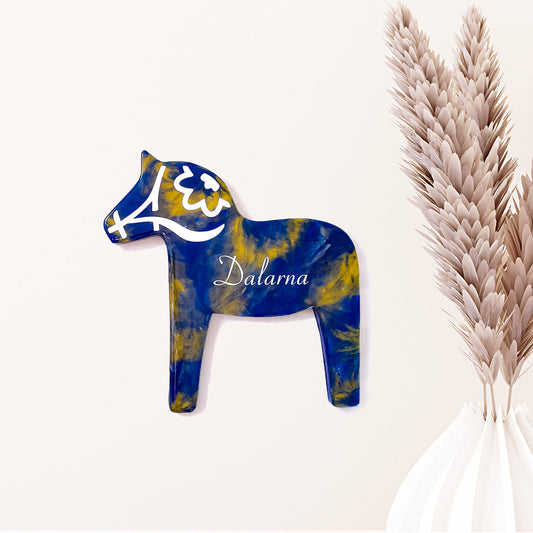 Blå dalahäst, väggdekoration