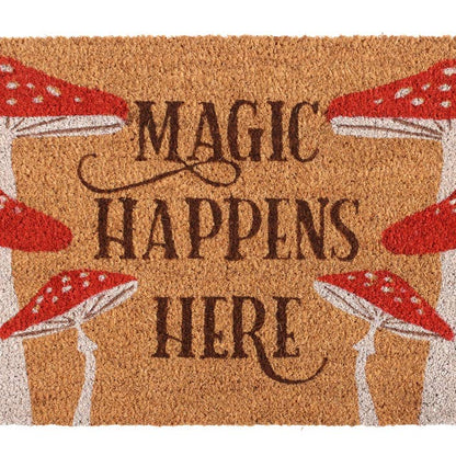 Dörrmatta med svampar och texten Magic Happens Here – detaljbild 2