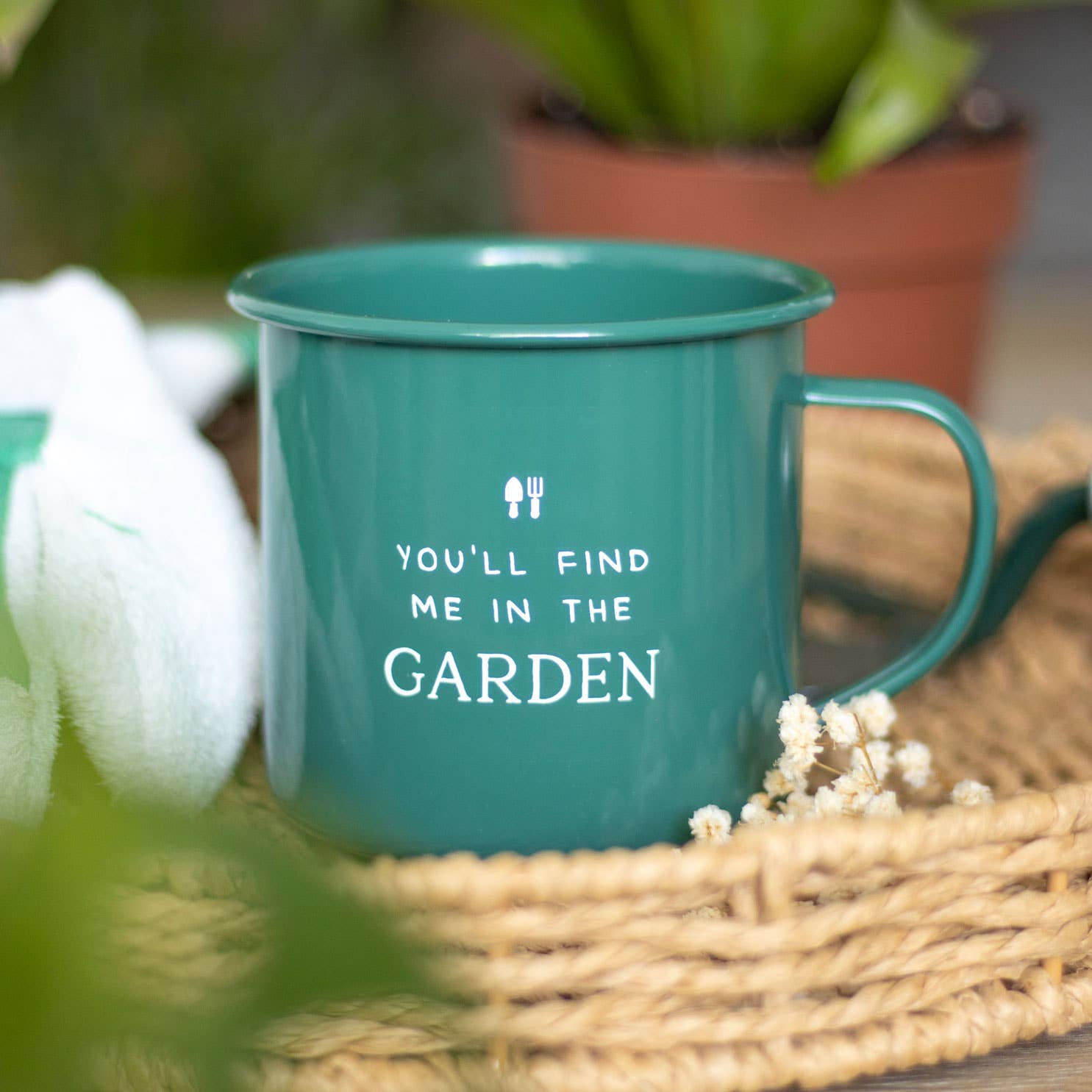 Emaljmugg 'You will find me in the garden' - Fluflu Handgjorda Smycken & Design