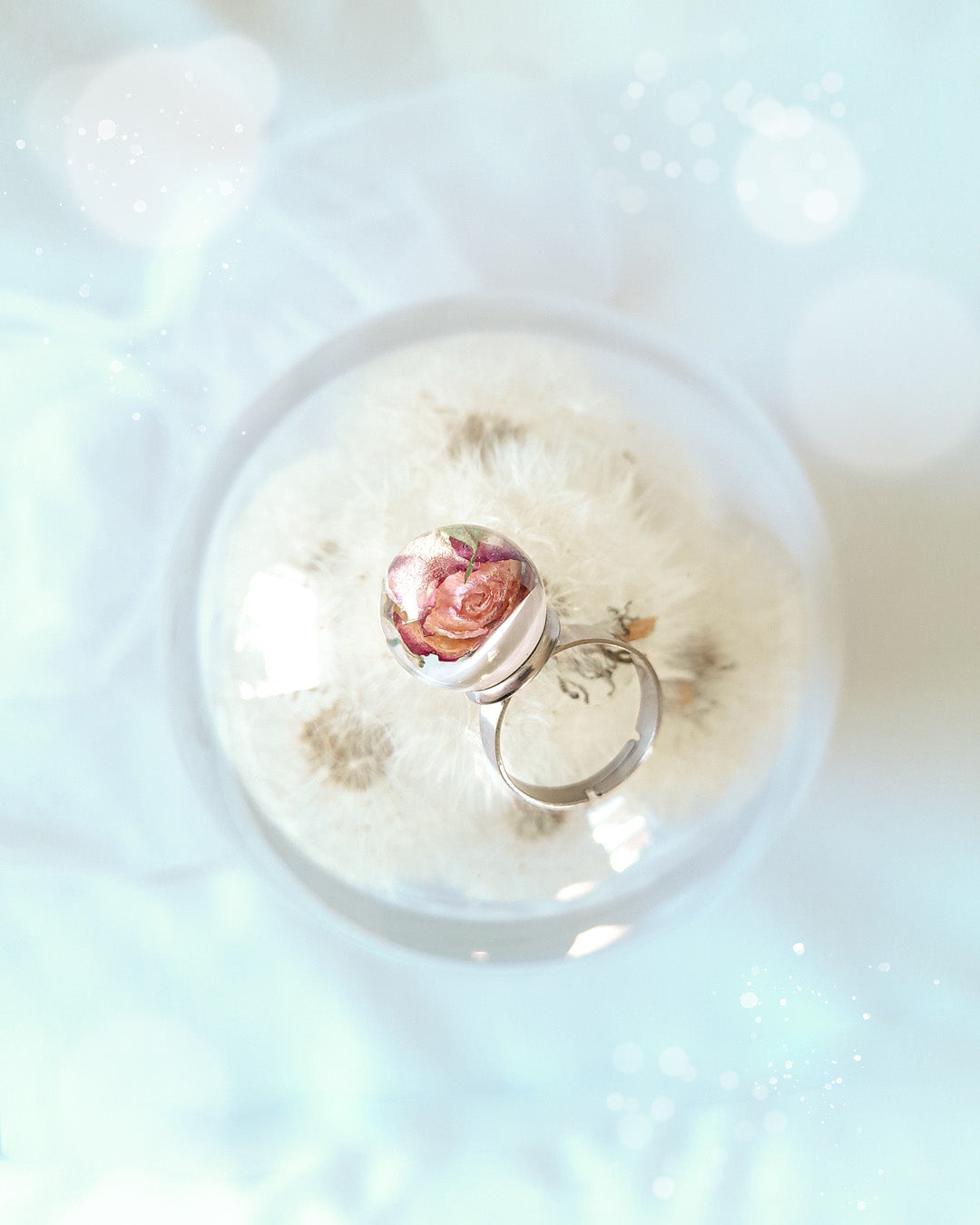 Ring pärla med ros - Fluflu Handgjorda Smycken & Design