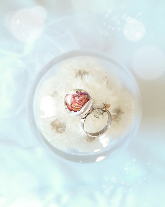 Ring pärla med ros - Fluflu Handgjorda Smycken & Design