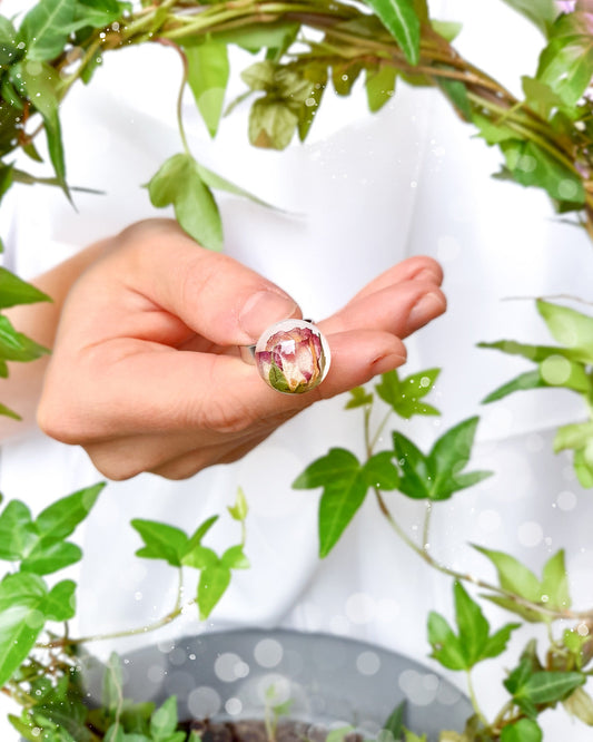 Ring pärla med ros - Fluflu Handgjorda Smycken & Design