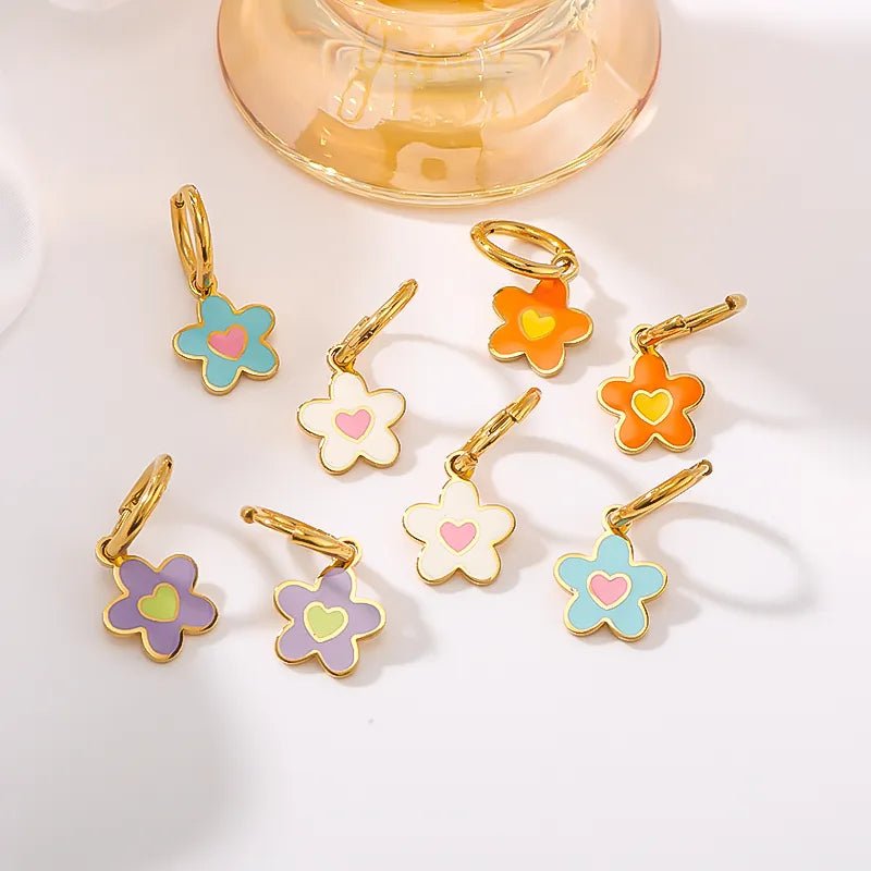 Hoops med blommor, örhängen - Fluflu Handgjorda Smycken & Design