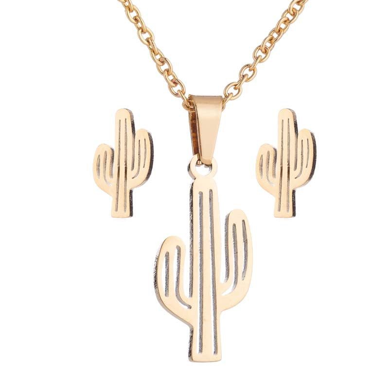 Kaktus smyckesset, örhängen + halsband - Fluflu Handgjorda Smycken & Design