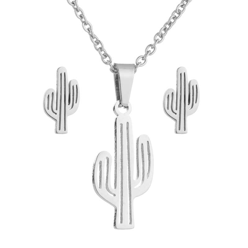 Kaktus smyckesset, örhängen + halsband - Fluflu Handgjorda Smycken & Design