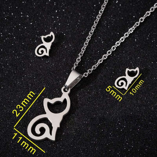 Katt smyckesset, örhängen + halsband - Fluflu Handgjorda Smycken & Design