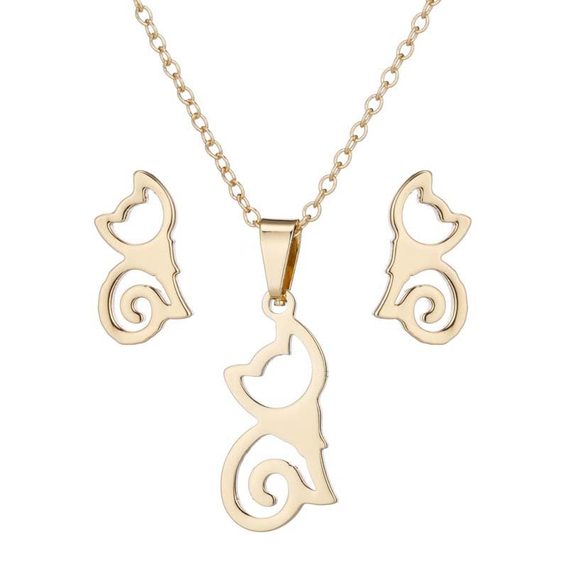 Katt smyckesset, örhängen + halsband - Fluflu Handgjorda Smycken & Design