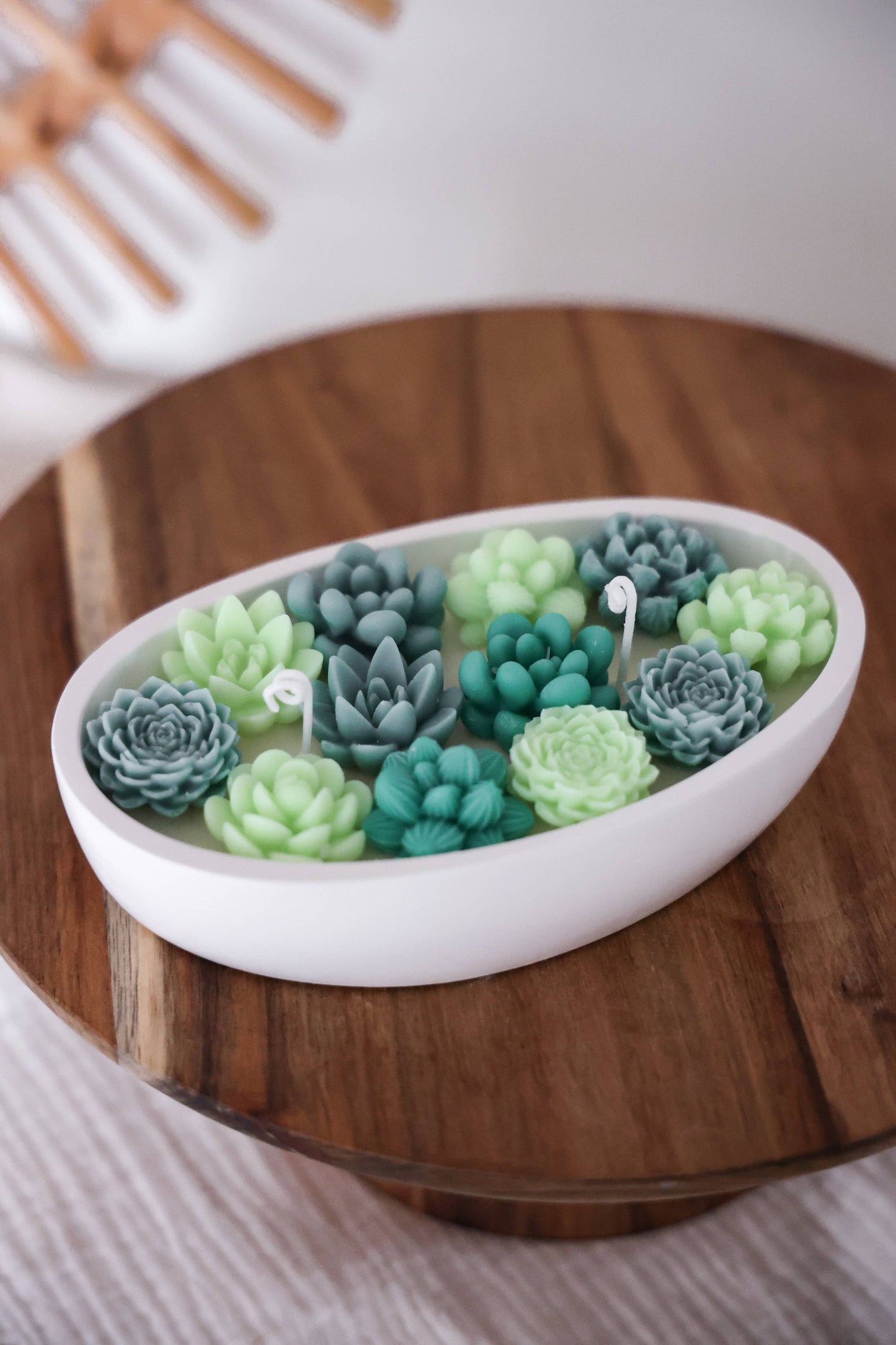 Keramikskål med suckulenter, rapsvax - Fluflu Handgjorda Smycken & Design