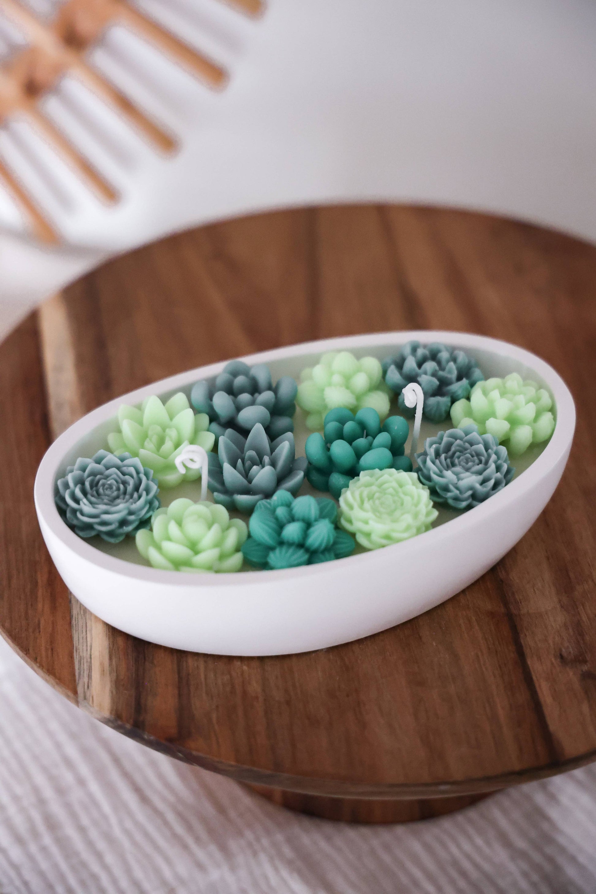Keramikskål med suckulenter, rapsvax - Fluflu Handgjorda Smycken & Design