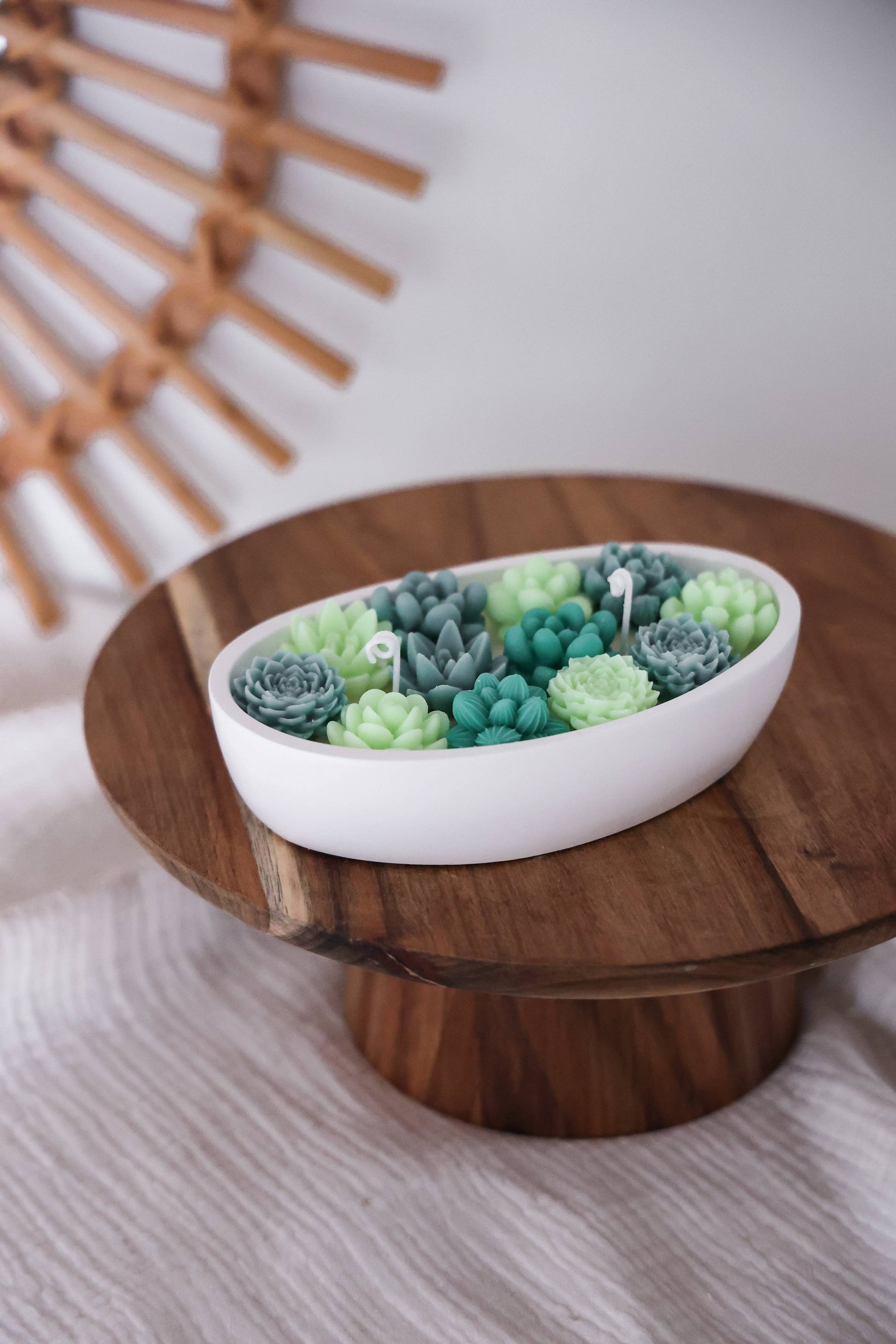 Keramikskål med suckulenter, rapsvax - Fluflu Handgjorda Smycken & Design