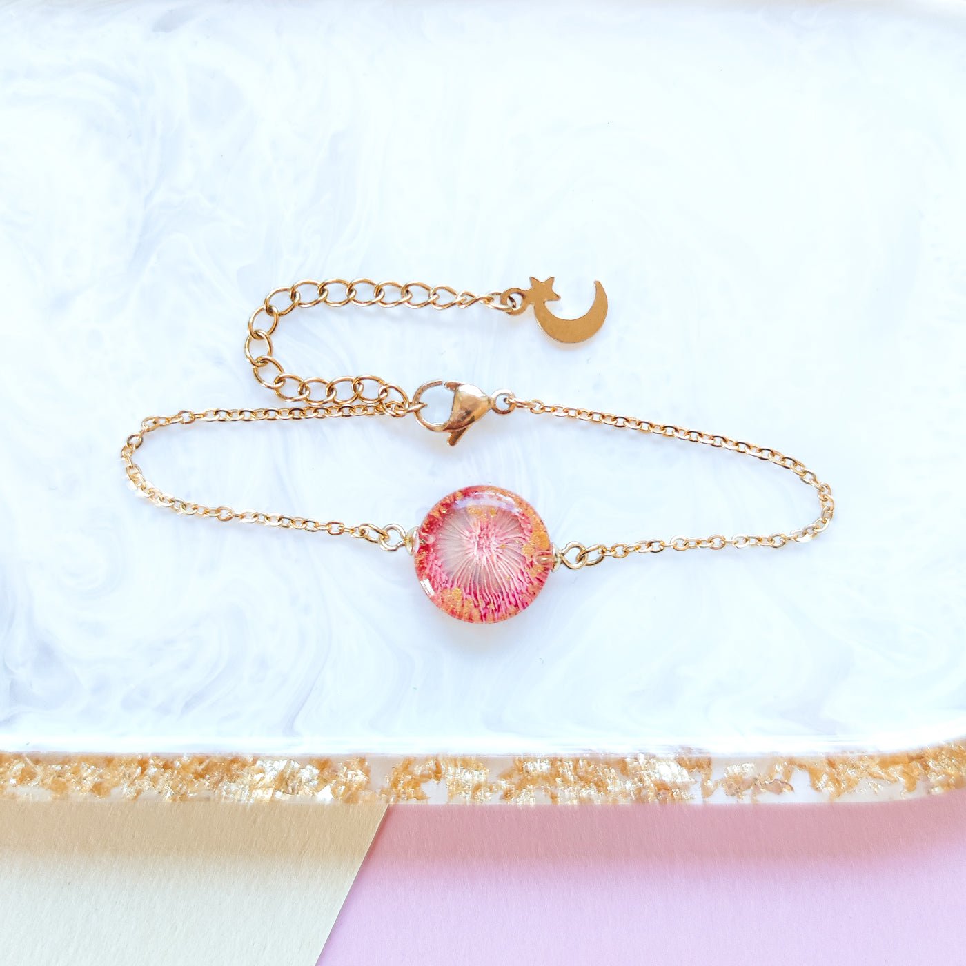 Laxrosa solnedgång, armband - Fluflu Handgjorda Smycken & Design