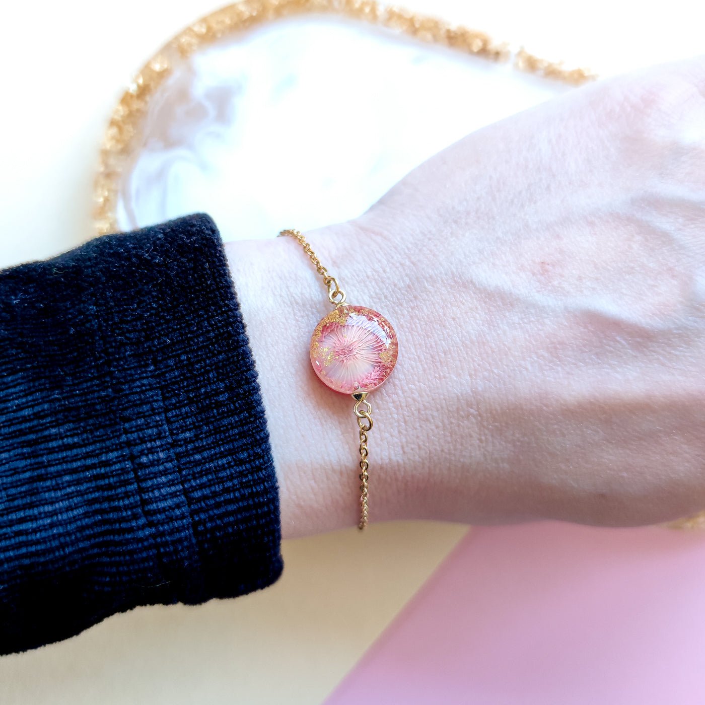 Laxrosa solnedgång, armband - Fluflu Handgjorda Smycken & Design