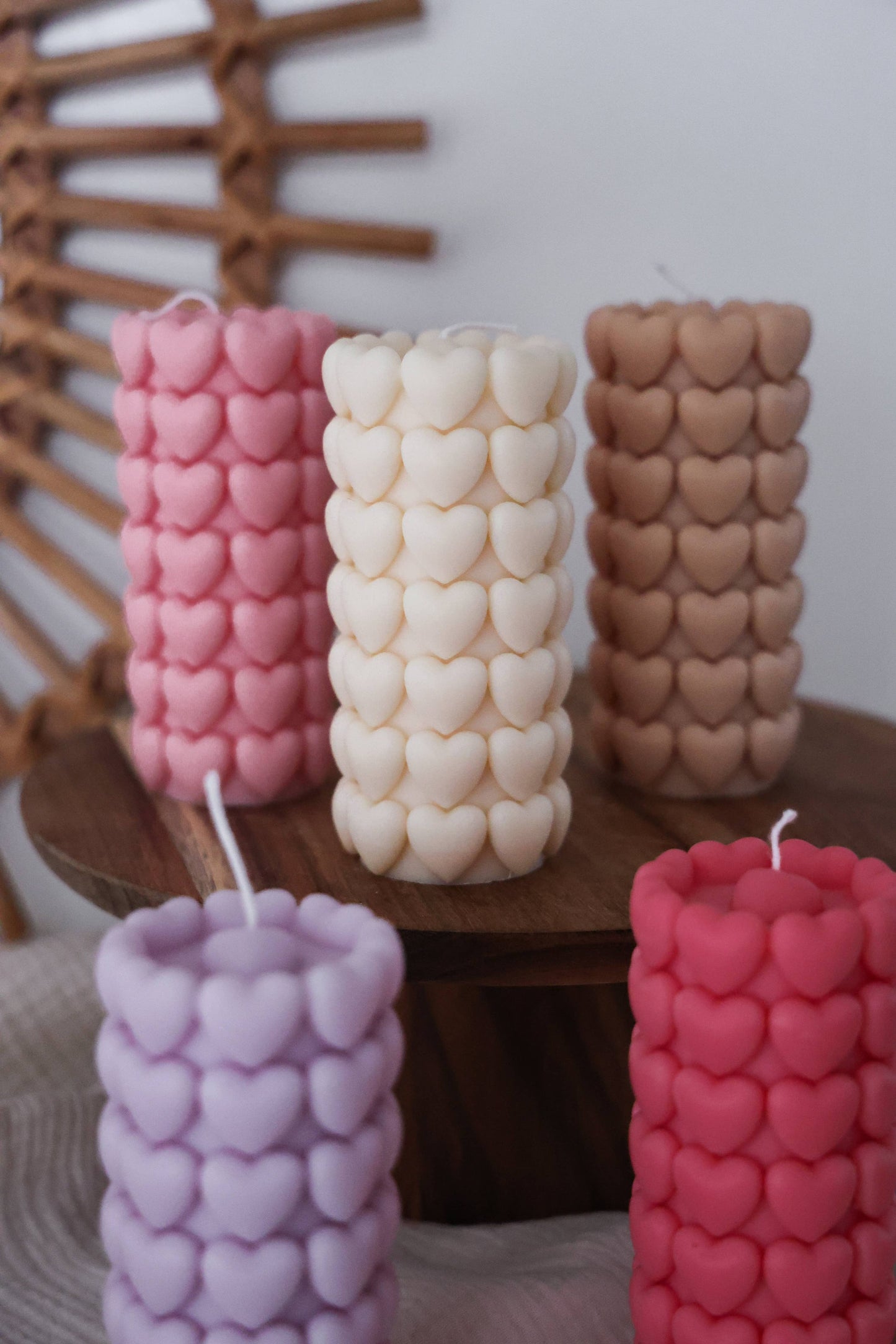 Ljuspelare med hjärtbubblor i rapsvax - Fluflu Handgjorda Smycken & Design