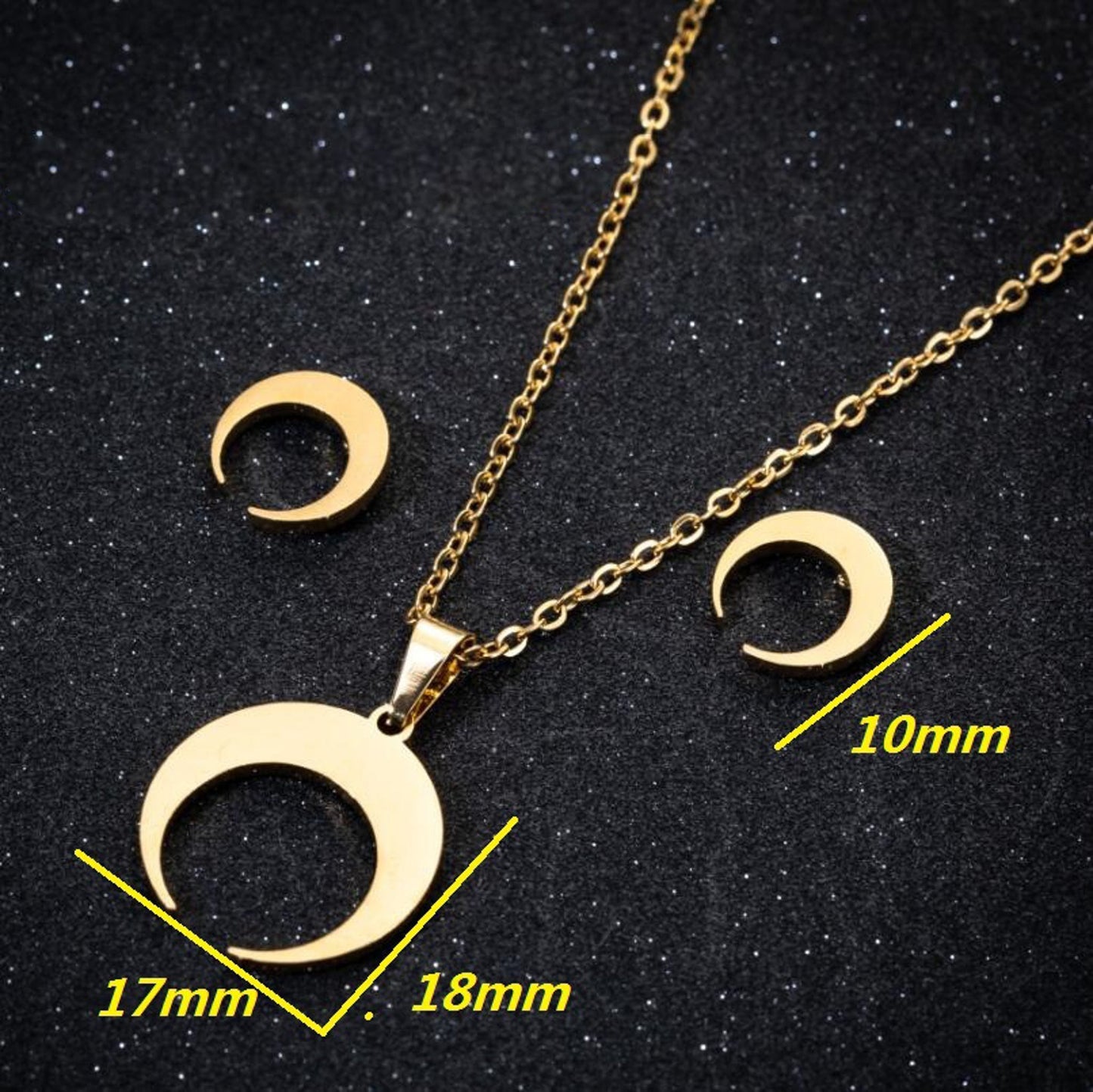 Måne smyckesset, örhängen + halsband - Fluflu Handgjorda Smycken & Design