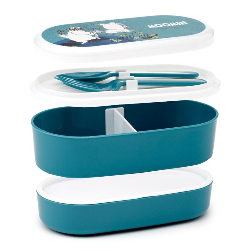 Mumin Staplad Bento Lunchlåda med Gaffel & Sked - Fluflu Handgjorda Smycken & Design