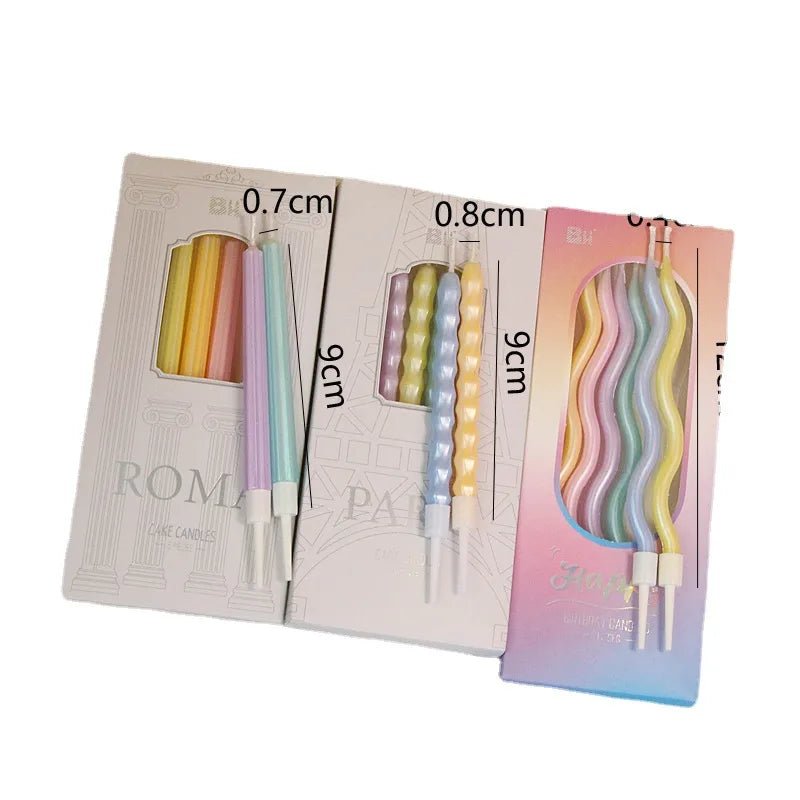 Pastellfärgade födelsedagsljus i olika designer - Fluflu Handgjorda Smycken & Design