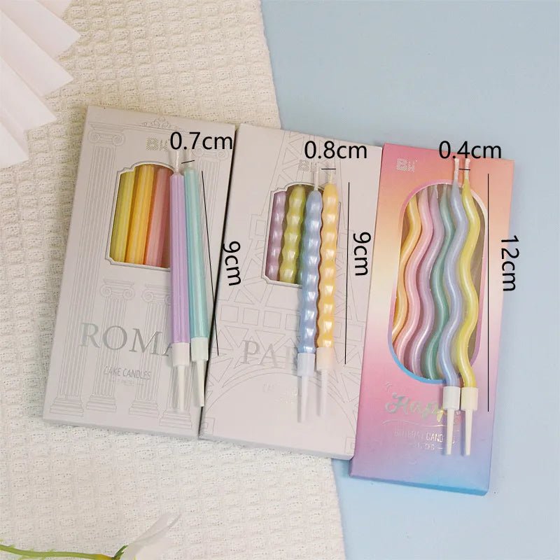 Pastellfärgade födelsedagsljus i olika designer - Fluflu Handgjorda Smycken & Design