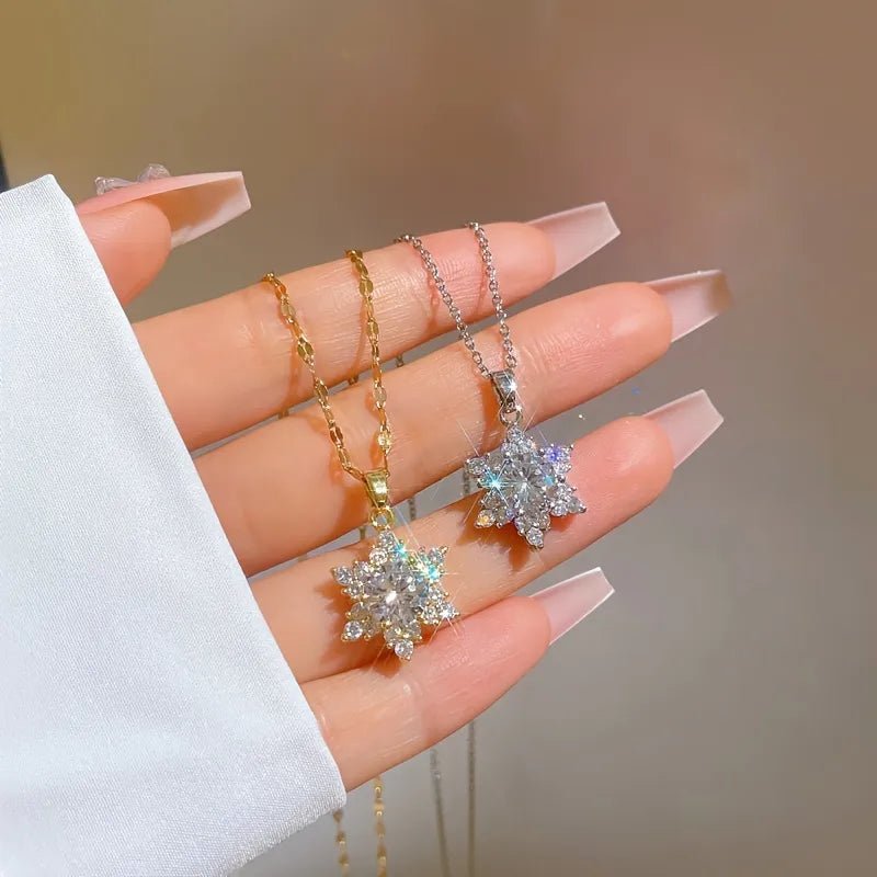 Snöflinga med zirkoner, halsband - Fluflu Handgjorda Smycken & Design