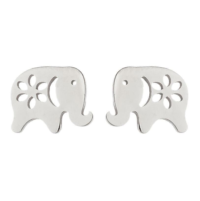 Stiftörhängen elefant med blomma - Fluflu Handgjorda Smycken & Design