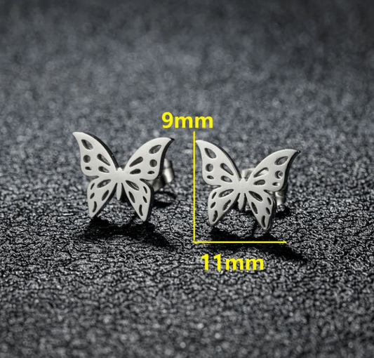 Stiftörhängen fjäril med motiv - Fluflu Handgjorda Smycken & Design