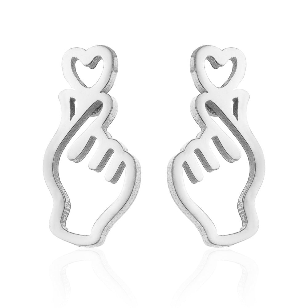 Stiftörhängen "Koreansk hjärtgest" - Fluflu Handgjorda Smycken & Design