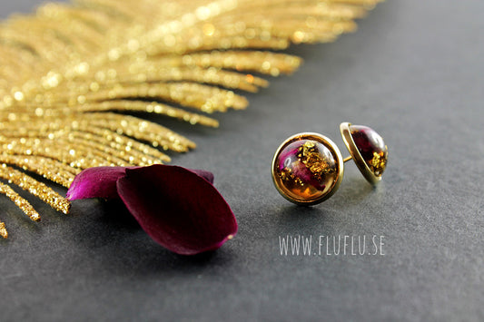 Stiftörhängen med rosenblad (Cabochoner) - Fluflu Handgjorda Smycken & Design
