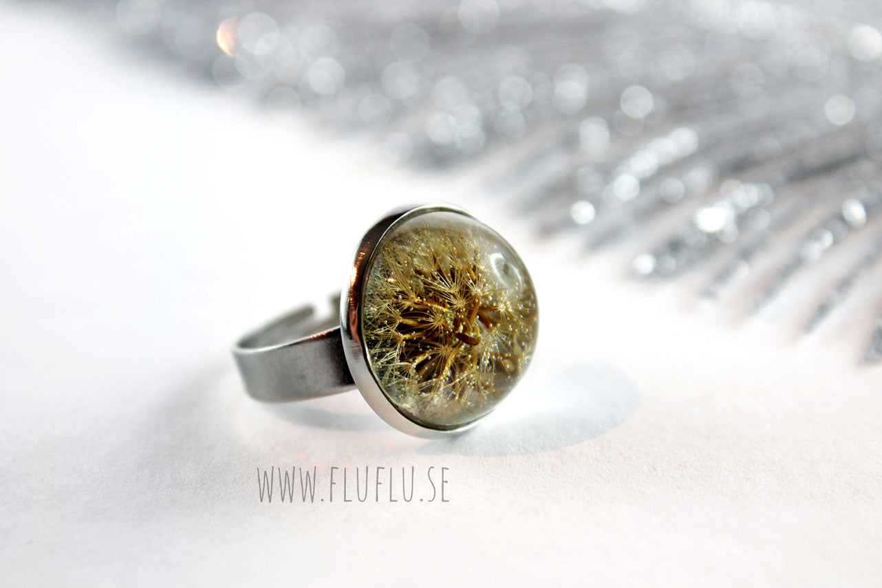 Stor ring med höstfibbla - Fluflu Handgjorda Smycken & Design