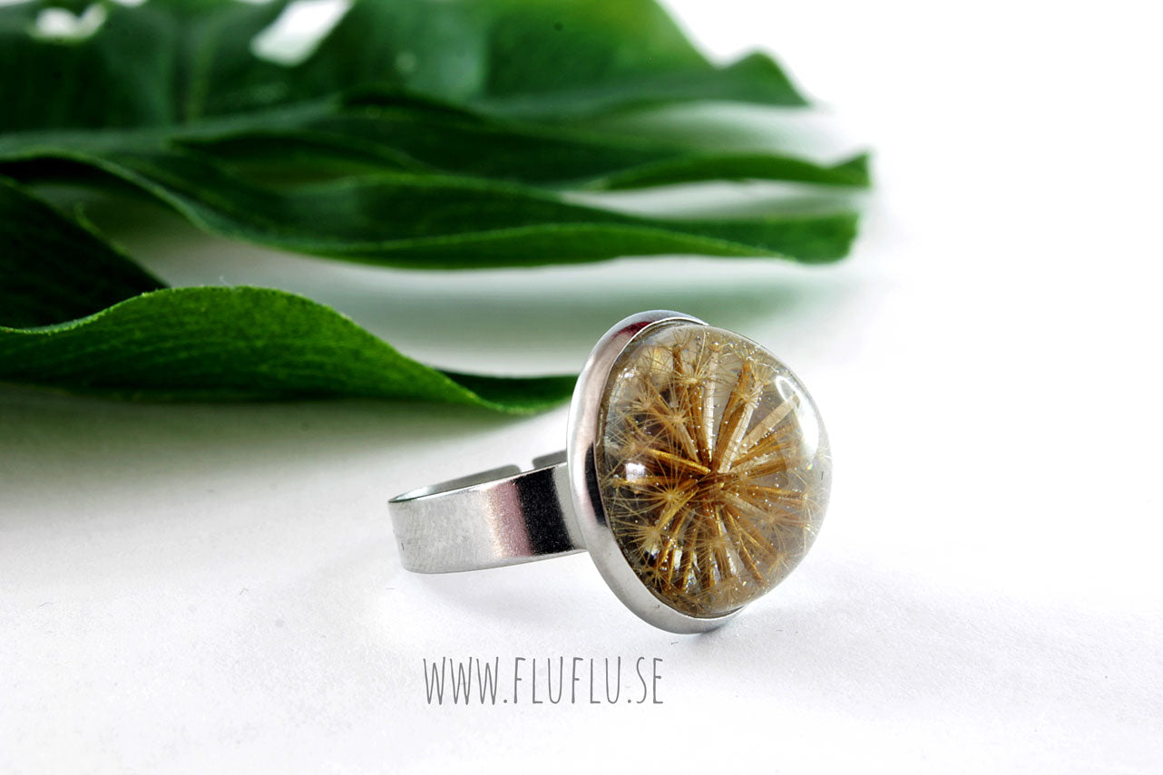 Stor ring med höstfibbla - Fluflu Handgjorda Smycken & Design