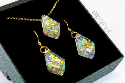 Glitterset, halsband & örhängen