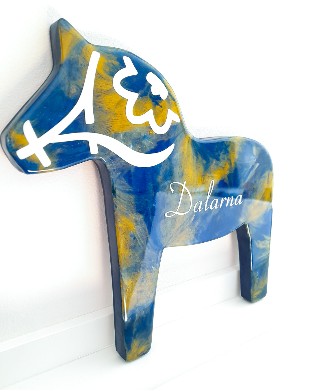 Blå dalahäst, väggdekoration - Fluflu Handgjorda Smycken & Design